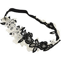 Karina Head Wrap Crochet White & Black