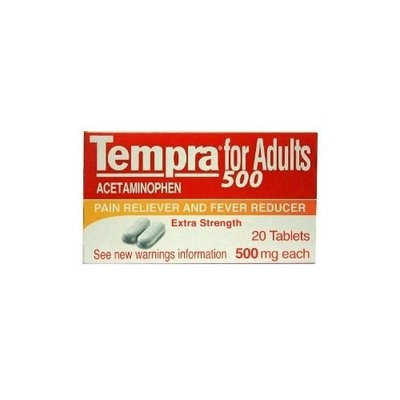 Tempra Acetaminophen 500 Pain Reliever 20 Tablets - Analgesico