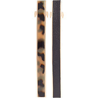 Elle Tortious and Black Leather Barrettes