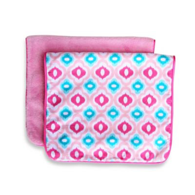 Caden LaneA Ikat Burp Cloth 2-Pack in Pink Solid & Pink Mod Print
