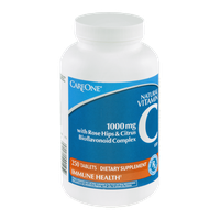 CareOne Natural Vitamin C Tablets with Rose Hips & Citrus Bioflavonoid Complex 1000 mg