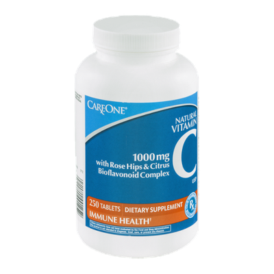 CareOne Natural Vitamin C Tablets with Rose Hips & Citrus Bioflavonoid Complex 1000 mg