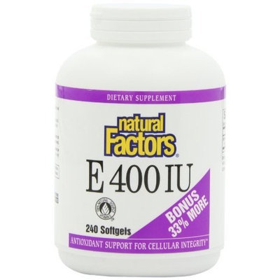 Natural Factors Vitamin E (D-alpha Tocopheryl Acetate) 400iu Softgels, 240-Count