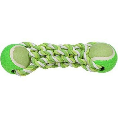 Mammoth Flossy Chews Braided Bone with 2 Mini, Balls, Mini, 7-1/2-Inch