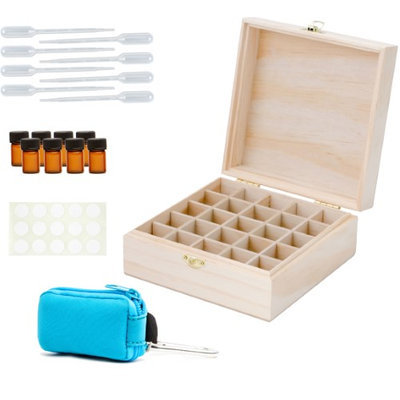 Aroma Designs Wooden Essential Oils Case & Key Chain Kit (Aqua)
