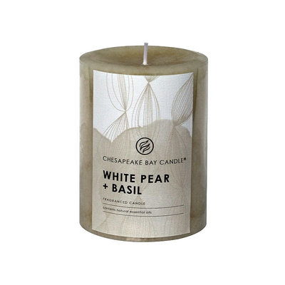 Chesapeake Bay Candle White Pear & Basil 4-in. Pillar Candle