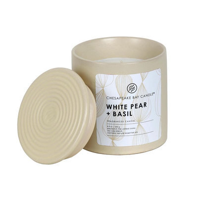 Chesapeake Bay Candle 8.9-oz. White Pear & Basil Ceramic Jar Candle