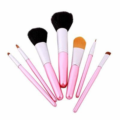 FASH Cosmetics© Professional 7 Pcs Goat Hair and Nylon Cosmetic Pink Brush Set with Pink Travel Pouch