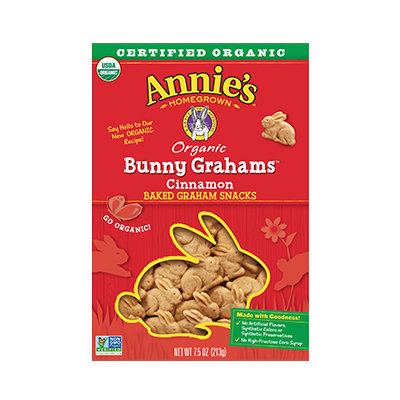 Annie's® Homegrown Bunny Grahams Cinnamon Whole Grain Graham Snacks