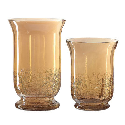 Global Amici Augustine 2 Piece Glass Hurricane Set