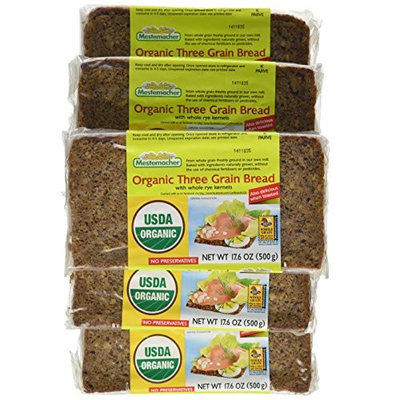 Mestemacher Organic Three Grain Bread, 17.6 Ounce Packages (Pack of 12)