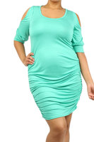 Plus Maternity Dress Body-con Cold Shoulder - Online Exclusive