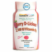 Rainbow Light Berry-D-Licious Vitamin D3 Ripe Raspberry 2500 IU 50 Gummies