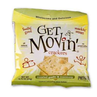 Partners Get Movin' Crackers, Roasted Garlic & Rosemary, 0.75-Ounce Bags (Pack of 60)