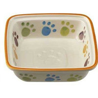 Ethical Pet Paw Print Square Dish Dog Pet Dish