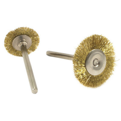 Forney 60213 Brass Brush Set with 3/32 Inch Shaft 1 Inch and 3/4 Inch 2 Piece