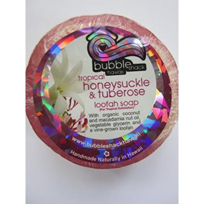 Hawaiian Bubble Shack Loofah Glycerin Soap Honeysuckle & Tuberose 4 Bars