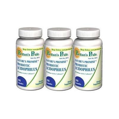 Puritans Pride Natures Promise Probiotic Acidophilus 100 Caps 3 Pack