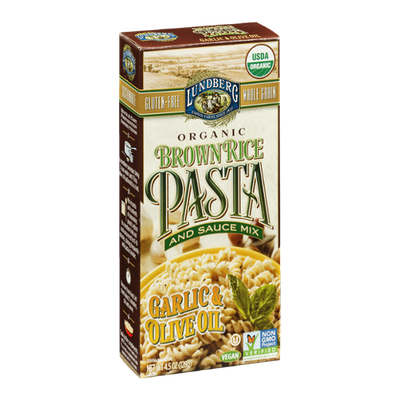 Lundberg Organic Brown Rice Pasta and Sauce Mix Garlic & Olive Oil