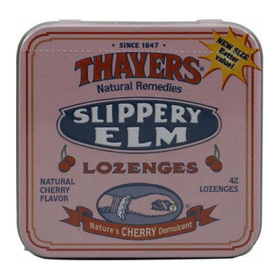 Thayers Slippery Elm Lozenges Cherry 42 Lozenges Case of 10