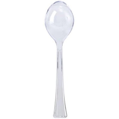 King Zak Ind Lillian Tablesettings 60207 Clear Heavyweight Plastic Salad Serving Spoon - 72 Per Case