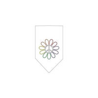 Ahi Rainbow Peace Flower Rhinestone Bandana White Small