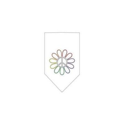 Ahi Rainbow Peace Flower Rhinestone Bandana White Small