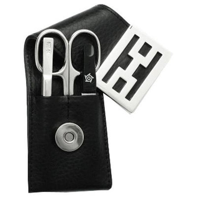Pfeilring Of America Avalon 3 Piece Nickel Plated Cowhide Leather Manicure Set