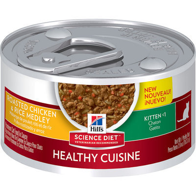 Hill's Science Diet Kitten Healthy Cuisine Roasted Chicken & Rice Medley Cat Food, 2.8 oz, Case of 24