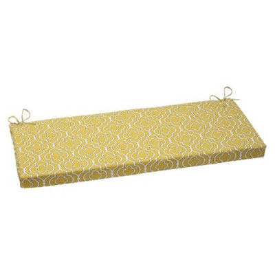 Pillow Perfect Outdoor Bench Cushion - Yellow/White Starlet