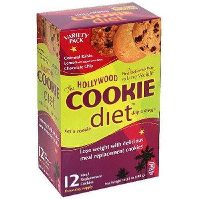 Hollywood Miracle Diet Hollywood Cookie Diet Meal Replacement Cookies, Variety Pack of Chocolate Chip, Lemon, and Oatmeal Raisin, 1.4-Ounce Cookies (Pack of 12)