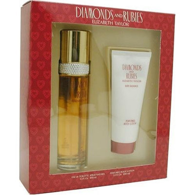 Diamonds & Rubies By Elizabeth Taylor For Women. Set-edt Spray 3.3 Ounces & Body Lotion 3.3 Ounces