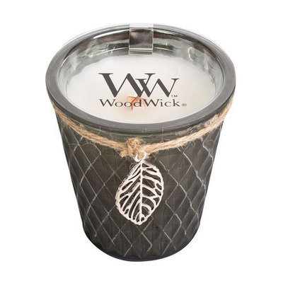 WoodWick Diamond Pane Flickering Fireside 8-oz. Jar Candle, Grey