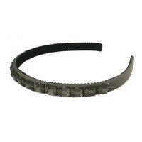 Smoothies Smokey Square Gem Satin Headband-Charcoal Gray 01602