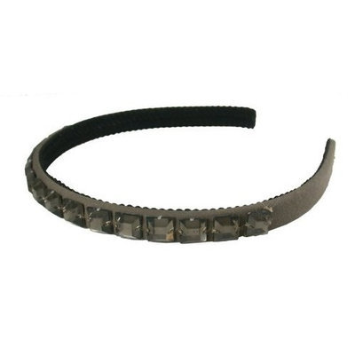 Smoothies Smokey Square Gem Satin Headband-Charcoal Gray 01602