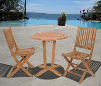 Amazonia Seoul 3 Piece Teak Wood Round Patio Bistro Set Brown