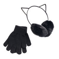 Girls 4-16 SO® Rhinestone Cat Ears Faux-Fur Earmuffs & Gloves Set, Girl's, Oxford