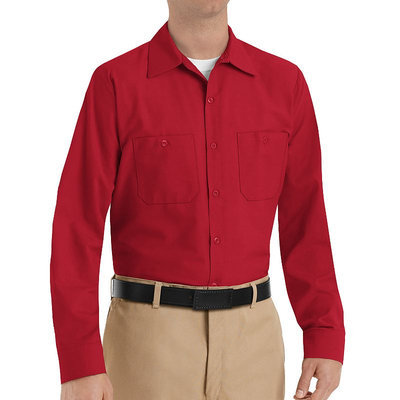 Red Kap Shirts Uniform Tops Long Sleeve Chocolate Brown Work Shirt