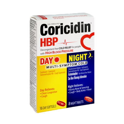 Coricidin HBP Day/Night Multi-Symptom Cold Acetaminophen - 24 CT