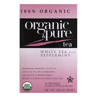 Organic & Pure Organic and Pure White Tea With Peppermint, - Pack of 6