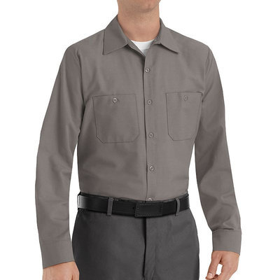 Red Kap Shirts Uniform Tops Long Sleeve Work Shirts SP14GY - Grey - 4X Large