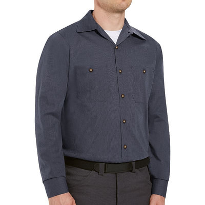 Red Kap Work Clothes Uniform Tops Microcheck Long Sleeve Shirt
