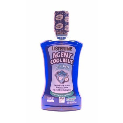 Listerine Agent Cool Blue Tinting Pre-brush Rinse Shows Where to Brush 16.9 Oz (Pack of 2)