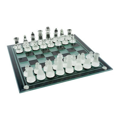 Trademark Games Elegant Glass Chess and Checker Board Set, Ages 7+, 1 ea