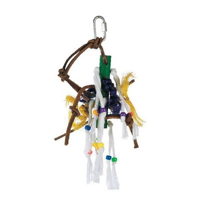 Hagen Living World Small Wood Peg with Ropes & Leather Strips with Beads
