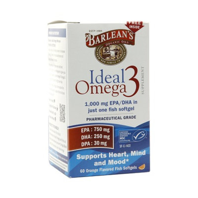Barlean's Organic Oils Ideal Omega3 1,000mg EPA/DHA, Softgels Orange