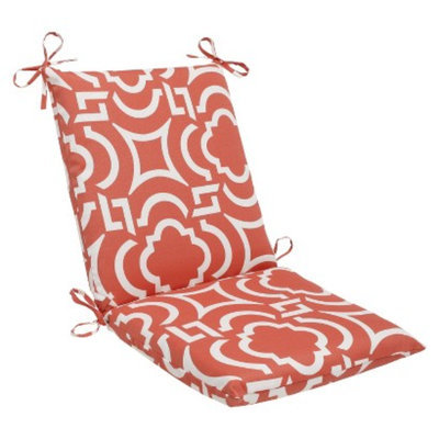 Pillow Perfect Outdoor Square Edge Chair Cushion - Orange/White Carmody