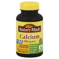 Nature Made Calcium 750 mg + D + K Dietary Supplement Tablets