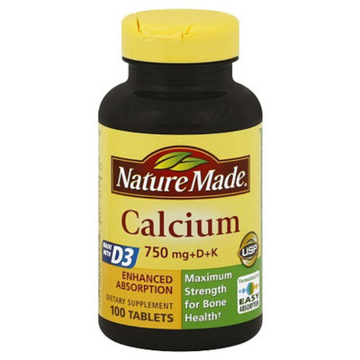 Nature Made Calcium 750 mg + D + K Dietary Supplement Tablets