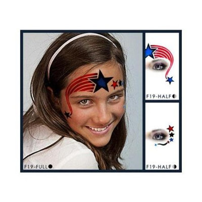 European Body Art Star & Stripes Face Paint Stencil Template Airbrush Halloween